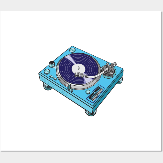 Turntable (Cerulean + Intergalactic Cowboy Colorway) Analog / Music Wall Art by Analog Digital Visuals